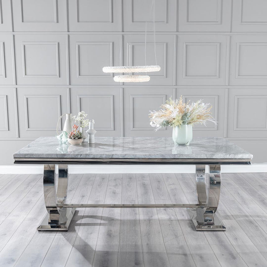 Glacier 180cm Grey Marble Dining Table