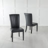 Cadiz Black Leather Dining Chair with Black Legs and High Gloss Side Trims-2