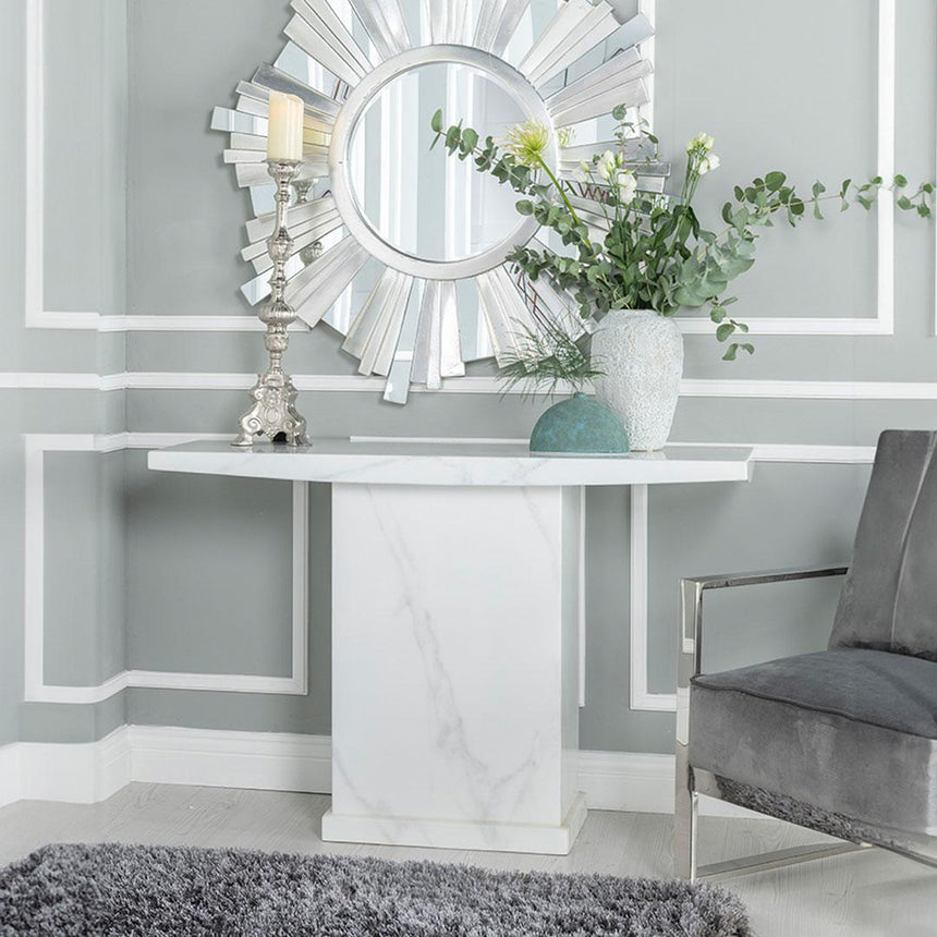 Turin White Marble Console Table