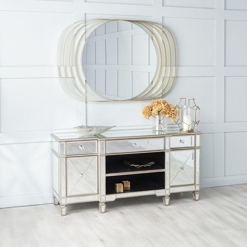 Antoinette Mirrored Champagne Trim TV Unit