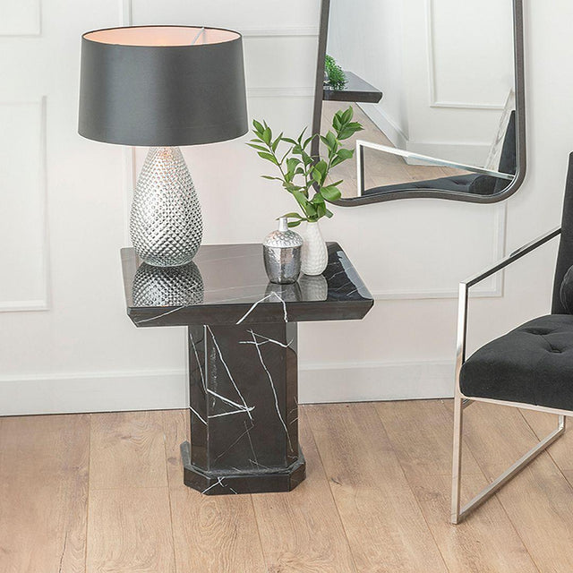 Naples Black Marble Side Table