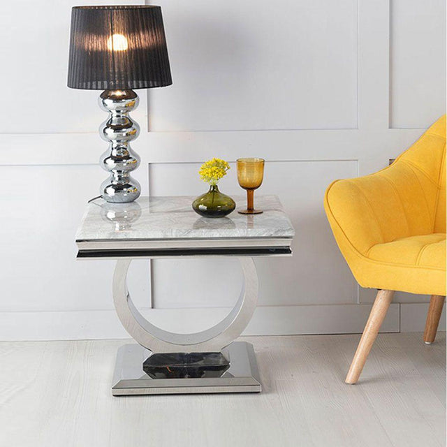 Glacier Grey Marble Side Table