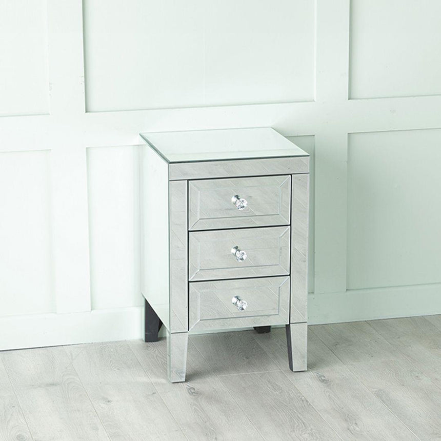 Lucia Mirrored Bedside Cabinet - 3 Drawer