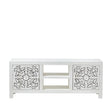 Boho White Carved TV Unit - 2 Doors