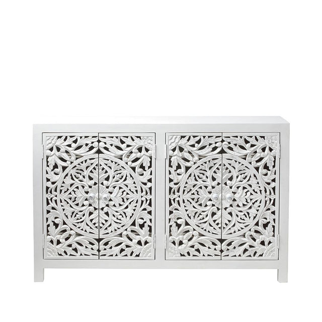 Boho White Carved Large Sideboard - 137cm