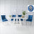 Milan White Marble Dining Set - Blue Fabric Lion Head Ring Back Chairs with Chrome Legs-3