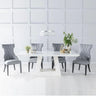 Milan White Marble Dining Set - Mimi Grey Faux Leather Chairs-2