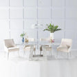 Milan Grey Marble Dining set - Giovanni Champagne Fabric Chairs