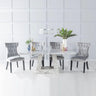 Milan Grey Marble Dining set - Courtney Light Grey Fabric Chairs-2