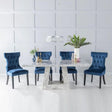 Milan Grey Marble Dining set - Courtney Blue Fabric Chairs