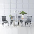 Milan Grey Marble Dining set - Carmela Grey Faux Leather Chairs