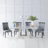 Milan Grey Marble Dining set - Carmela Grey Faux Leather Chairs