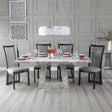 Milan Grey Marble Dining set - Athena Walnut and Beige Fabric Chairs