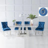 Milan Grey Marble Dining set - Blue Fabric Knocker Back Chairs-3