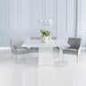 Turin 140cm Square White Marble Dining Set - Giovanni Light Grey Fabric Chairs-2