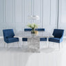 Turin 140cm Square Grey Marble Dining Set - Giovanni Blue Fabric Chairs-2