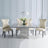 Turin 140cm Square Grey Marble Dining Set - Mimi Cream Faux Leather Chairs-2