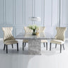 Turin 140cm Square Grey Marble Dining Set - Mimi Cream Faux Leather Chairs-2