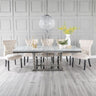 Grey Marble and Chrome Dining Set - Courtney Champagne Fabric Chairs-4