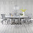 Grey Marble and Chrome Dining Set - Courtney Light Grey Fabric Chairs-3