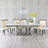 Grey Marble and Chrome Dining Set - Carmela Cream Faux Leather Chairs-2