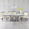 Grey Marble and Chrome Dining Set - Carmela Cream Faux Leather Chairs-2