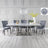 Grey Marble and Chrome Dining Set - Grey Fabric Lion Knocker Back Chairs-3