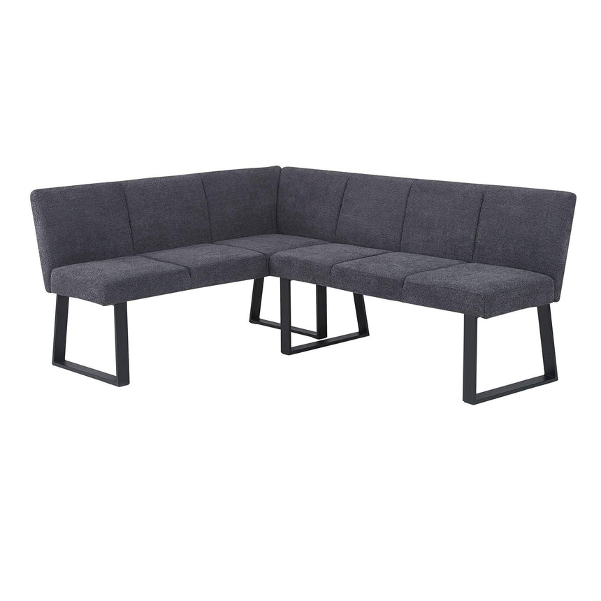 Ambler Dark Grey Fabric Corner Dining Bench - LHF