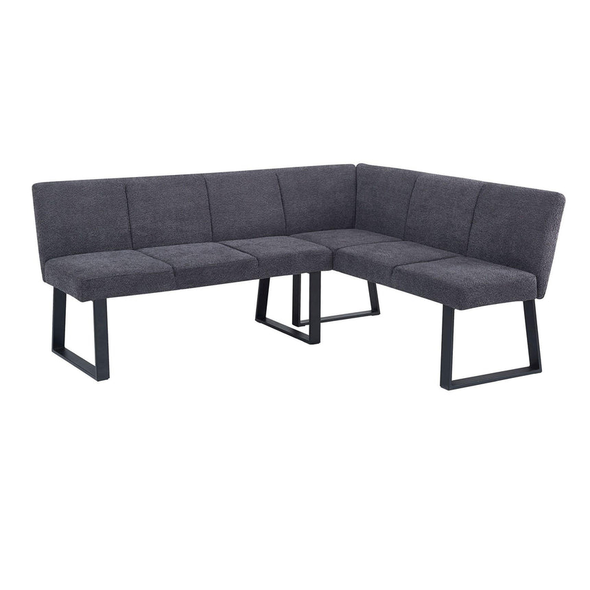 Ambler Dark Grey Fabric Corner Dining Bench - RHF