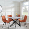 Chopstick Grey Glass and Black Metal 4 Seater Round Dining Set - 4 Corona Orange Fabric Chairs