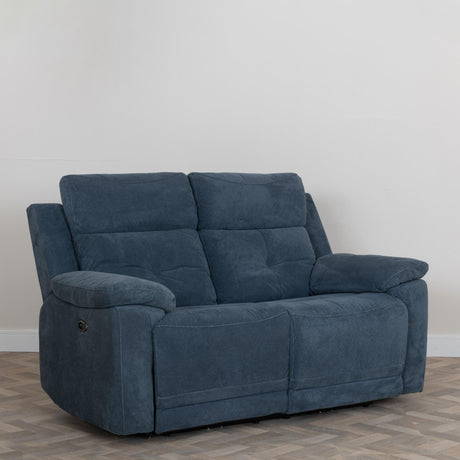 Augusta Ancona Blue Fabric 2 Seater Electric Recliner Sofa