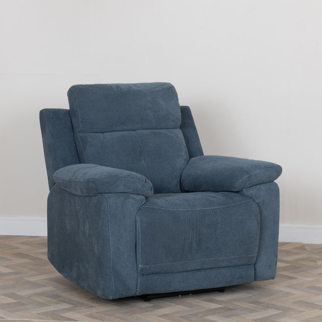 Augusta Ancona Blue Fabric Electric Recliner Armchair