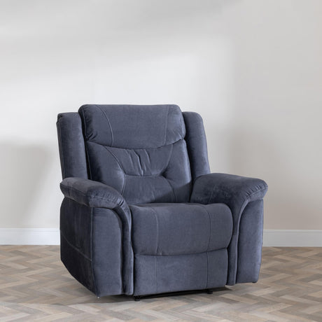 Dudley Silvano Blue Fabric Recliner Armchair