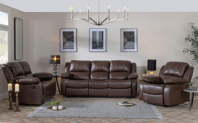 London Brown Leather Recliner Sofa Set