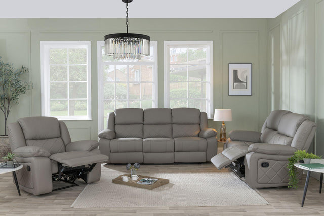 Bentley Light Grey Leather Recliner Sofa Set