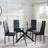 Chopstick Clear Glass and Black Metal 4 Seater Round Dining Set - 4 Metro Black Leather Chairs with Black Legs-3