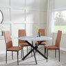 Chopstick Grey Glass and Black Metal 4 Seater Round Dining Set - 4 Metro Burnt Orange Leather Chairs with Black Legs