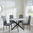 Chopstick Grey Glass and Black Metal 4 Seater Round Dining Set - 4 Metro Grey Leather Chairs with Black Legs-2