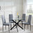 Chopstick Clear Glass and Black Metal 4 Seater Round Dining Set - 4 Lido Dark Grey Fabric Chairs with Black Legs-5