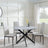 Chopstick Grey Glass and Black Metal 4 Seater Round Dining Set - 4 Lido Sand Fabric Chairs with Black Legs-2