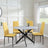 Chopstick Grey Glass and Black Metal 4 Seater Round Dining Set - 4 Lido Yellow Fabric Chairs with Black Legs-5