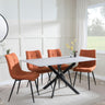 Chopstick Grey Glass and Black Metal Dining Set - Corona Orange Fabric Chairs-4