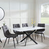 Chopstick White Glass and Black Metal Dining Set - Corona Grey Fabric Chairs-9