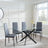 Chopstick Clear Glass and Black Metal Dining Set - Metro Grey Leather Chairs with Black Legs-2