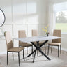 Chopstick Grey Glass and Black Metal Dining Set - Metro Cappuccino Leather Chairs with Black Legs-5