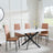 Chopstick White Glass and Black Metal Dining Set - Metro Burnt Orange Leather Chairs with Black Legs-6