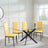 Chopstick Clear Glass and Black Metal Dining Set - Lido Yellow Fabric Chairs with Black Legs-5