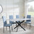 Chopstick Grey Glass and Black Metal Dining Set - Lido Blue Fabric Chairs with Black Legs-4