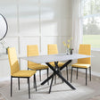 Chopstick Grey Glass and Black Metal Dining Set - Lido Yellow Fabric Chairs with Black Legs