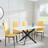 Chopstick White Glass and Black Metal Dining Set - Lido Yellow Fabric Chairs with Black Legs-5